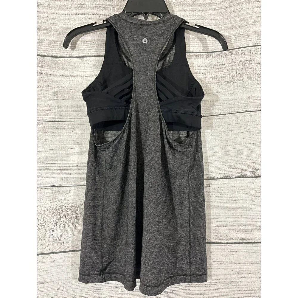 Lululemon Extra Mile Tank Heathered Black Size 6